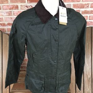 NWT Barbour Beadnell Sage Waxed Jacket Size 8